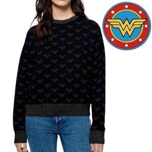 RE/DONE X DC Comics Wonder Woman WW 1984 Black Metallic Gold Wool Sweater Small